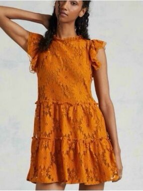 Blue Tassel tiered lace tunic dress NWT